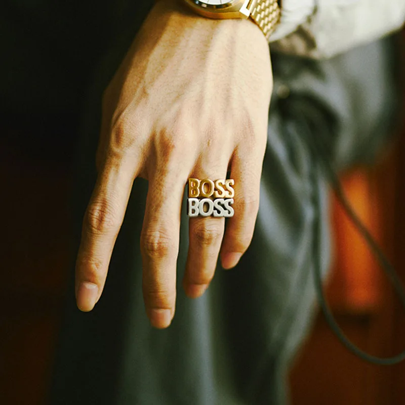 Мужские кольца из нержавеющей стали 316L с надписью Boss золотые серебристые
