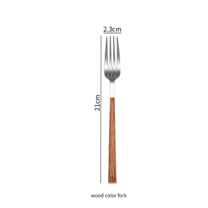 wood color fork 1 шт. Имитация деревянной ручки из нержавеющей стали вилка ложка прочная вилка из нержавеющей стали столовые приборы кухонные принадлежности - Цвет: wood color fork