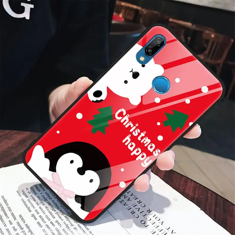 2shuxqe Счастливого Рождества модный Рождественский чехол с лосем для huawei P30 P20 Pro Lite P20 Lite mate 30 20X10 9 Pro Lite чехлы с закаленным стеклом - Цвет: 2shuxqe