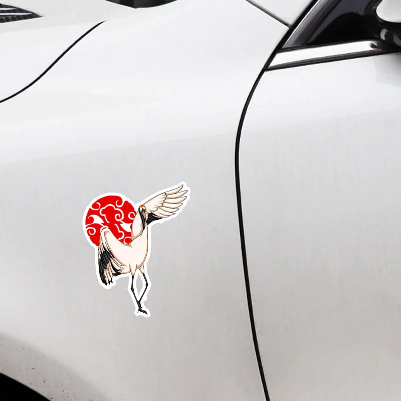 YJZT 15.5CM*12.2CM Interesting Animal Red-Crowned Crane Decor Car Sticker PVC C29-1270 | Автомобили и мотоциклы