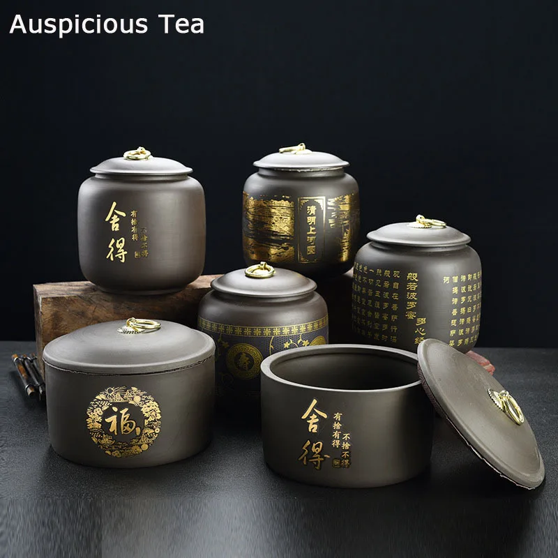 

Purple Clay Tea Caddy Ceramic Sealed Pot Size Pu'er Tea Storage Tank Household Black Tea Green Tea General Can Tea Accessories