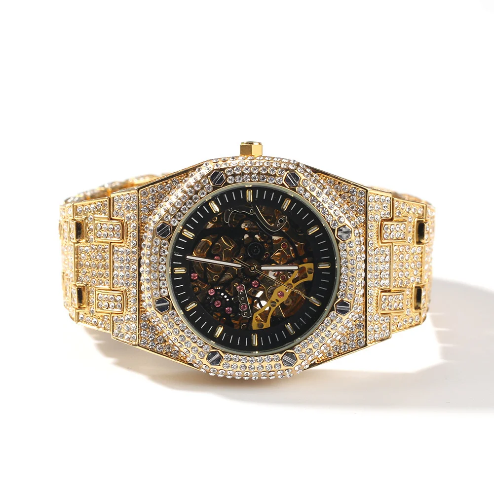 

Men's hip hop full drill hollow mechanical watch fashion personality new men's Watch