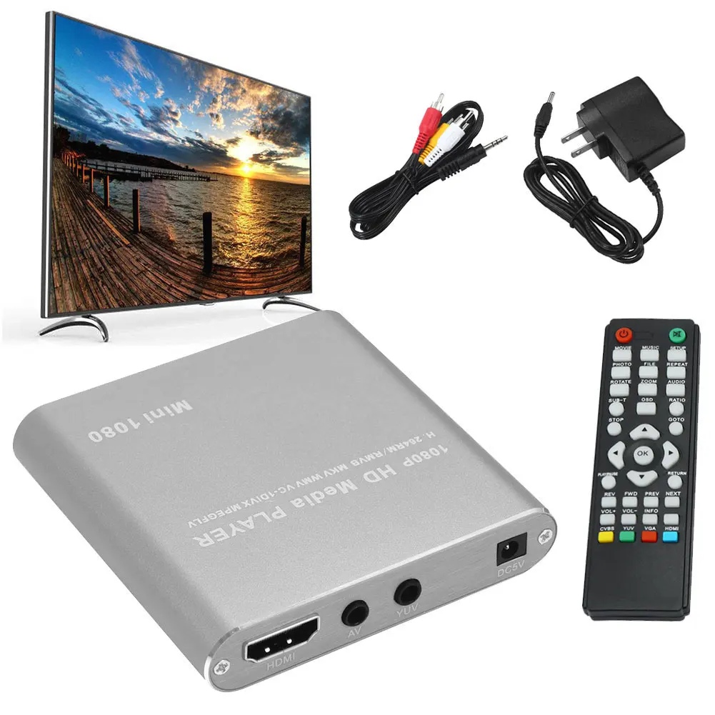 Новый мини HDD медиаплеер хост 1080P Full HD tv Box USB внешний мультимедийный плеер