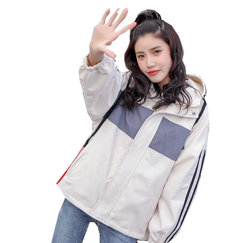 

Korean Fashion Women's Spring Jacket Streetwear Hip Hop style Outwear Preppy Style Letter Print Jacket for Women Loose Coat