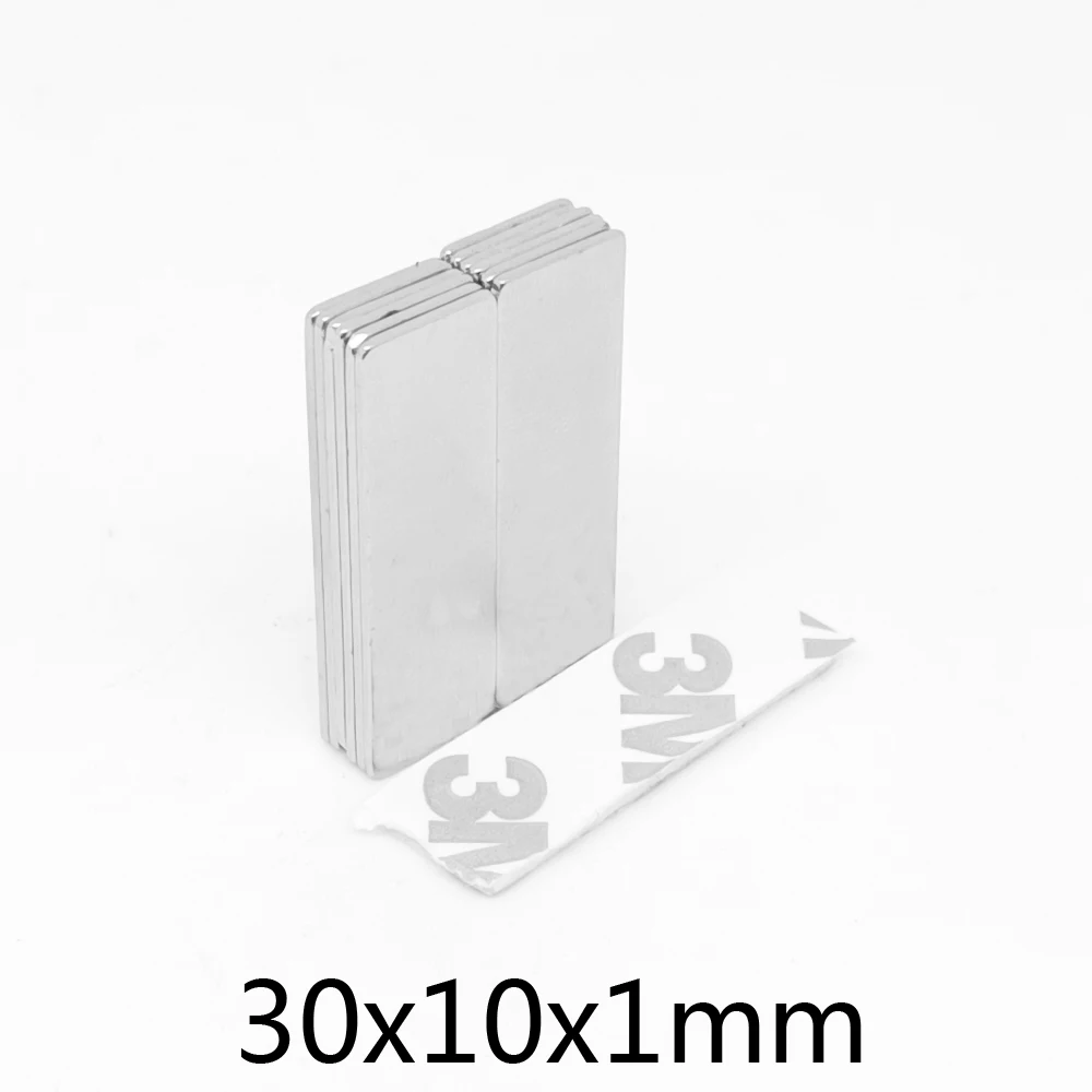 

5/10/20/50/100/200 шт. 30x10x1 мм блок сильных магнитов 30x10x1 лист постоянный неодимовый магнит с 3 м самоклеящимся 30*10*1