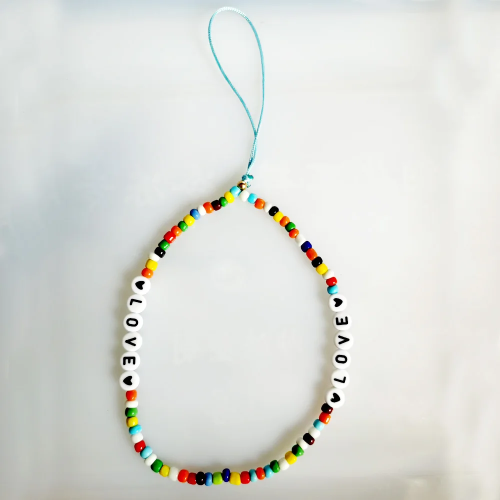 New Colorful Acrylic Bead Mobile Phone Chain Universal Simple CellPhone Choker Necklace Strap Lanyard For Keys Lady Gift