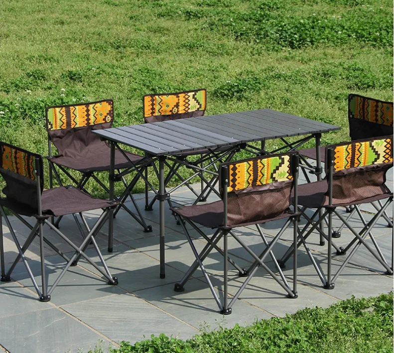 구매 배달 일반 야외 휴대용 접이식 테이블과 의자 캠핑 알루미늄 피크닉 테이블, 방수 초경량 내구성 세트