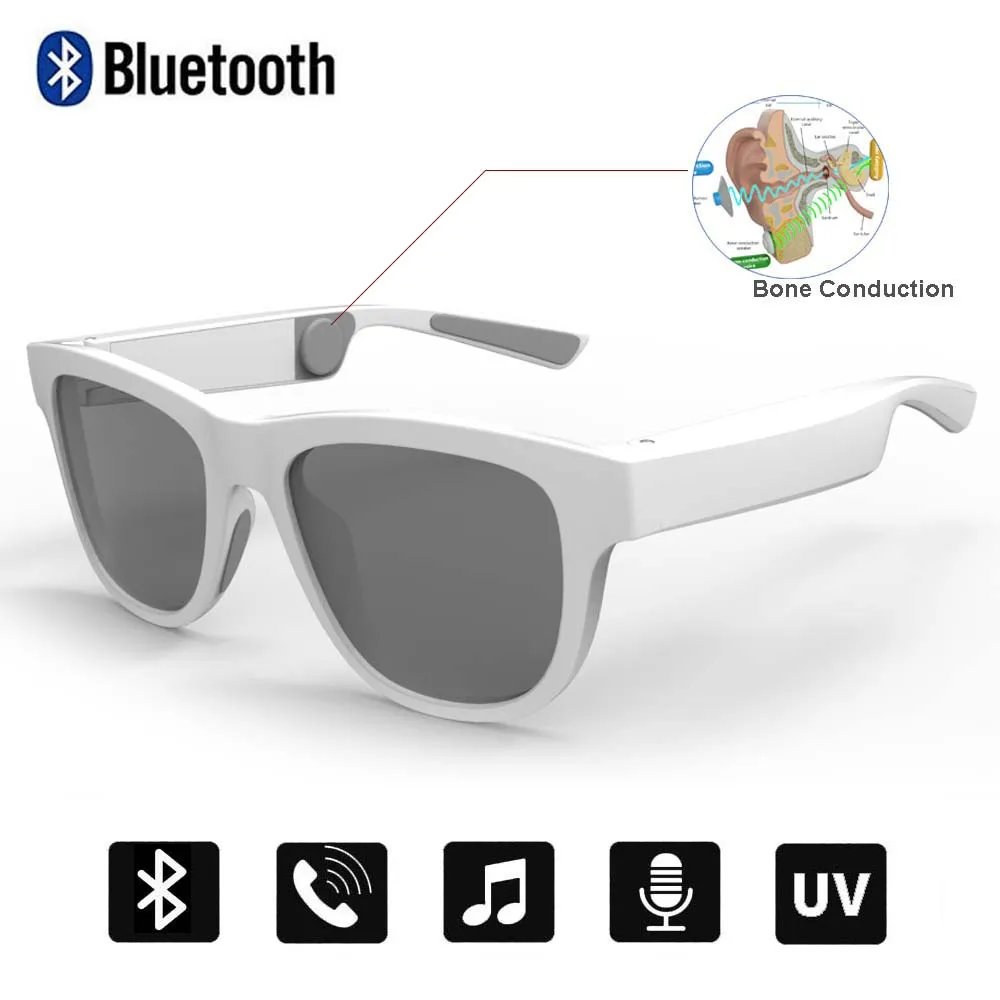 White Gray Conway, беспроводные Bluetooth солнцезащитные очки, костная проводимость, смарт-аудио, солнцезащитные очки, открытые уши, музыка, голосовой вызов, поляризованные очки для вождения - Цвет линз: White Gray