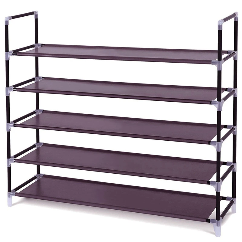 

Easy Assembled Home Dormitory Shoe Rack Space Saving 5 Tiers Non-woven Fabric Shoes Cabinet without Dustproof Cover