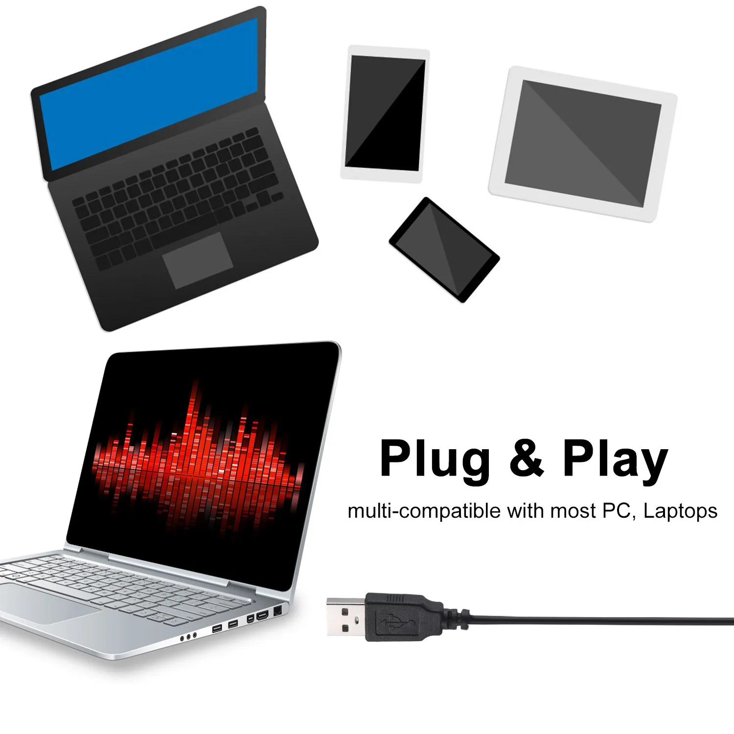 360 ° Регулируемый USB настольный микрофон Plug & Play всенаправленный компьютерный для