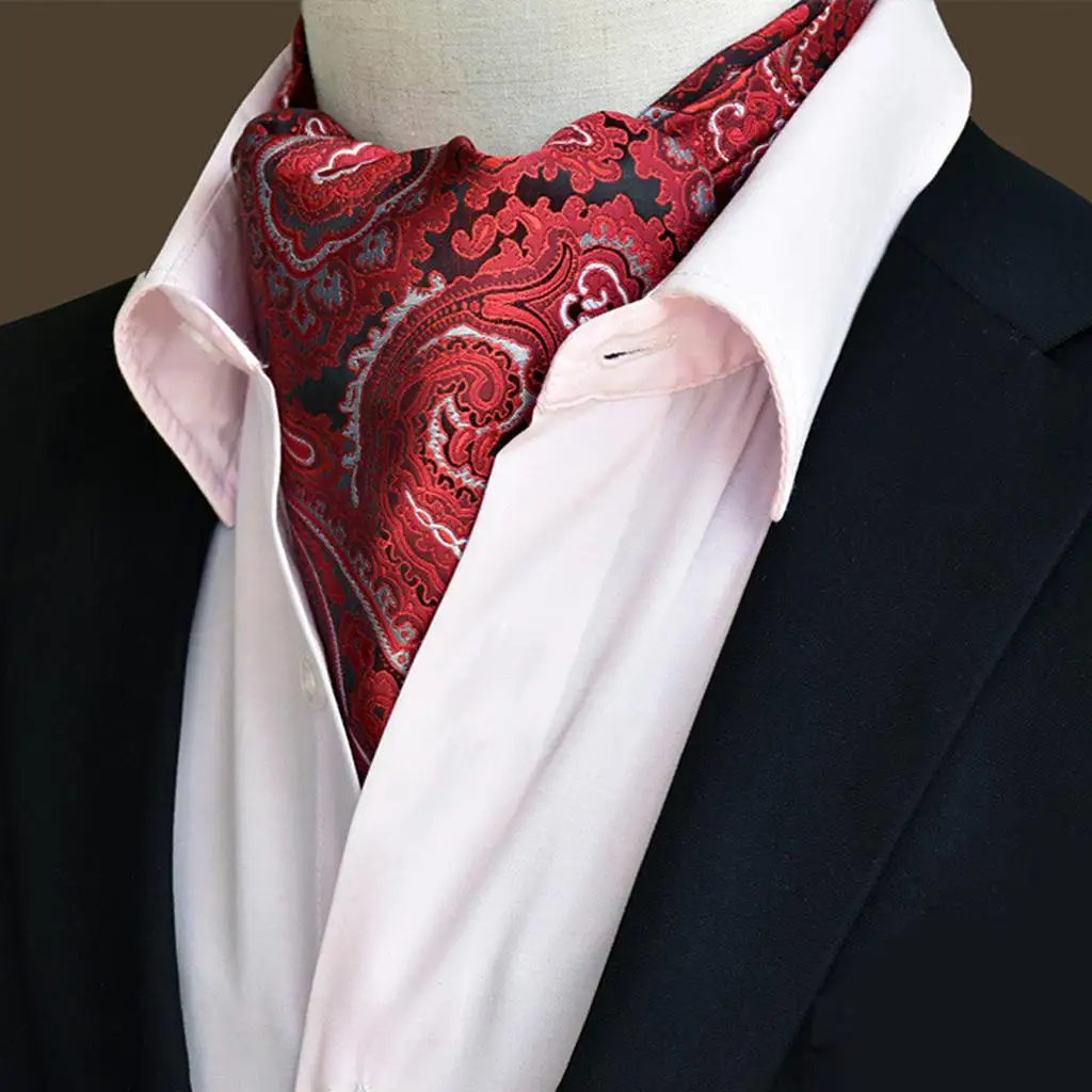 

Men’s Vintage Victorian Paisley Floral Jacquard Cravat Ascot Tie Accessories