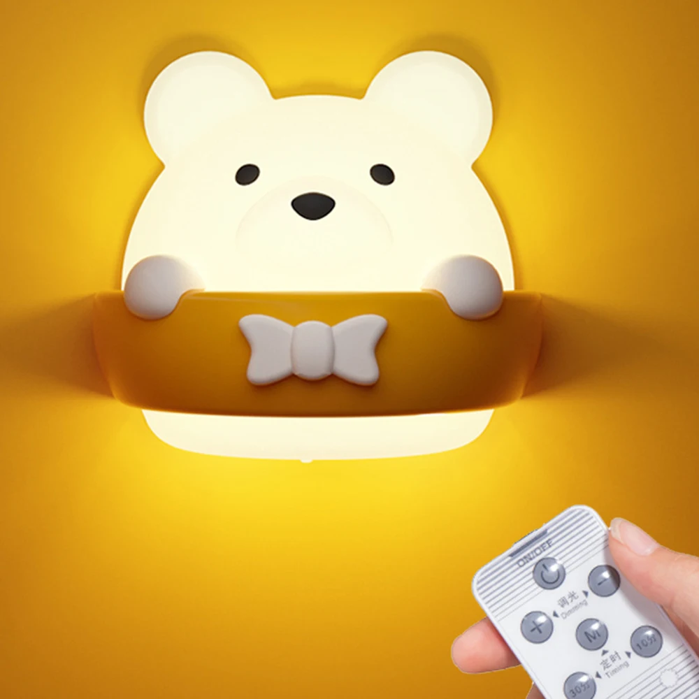 

Nice Original USB Charging LED Night Light Bear Stepless Dimming With Remote Control Bedside Lamp For Children Birthday Gift