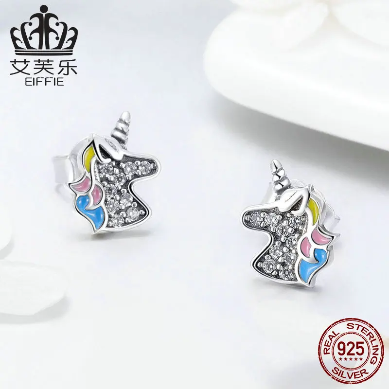 

CE2131 925 Sterling Silver Unicorn earrings earrings female