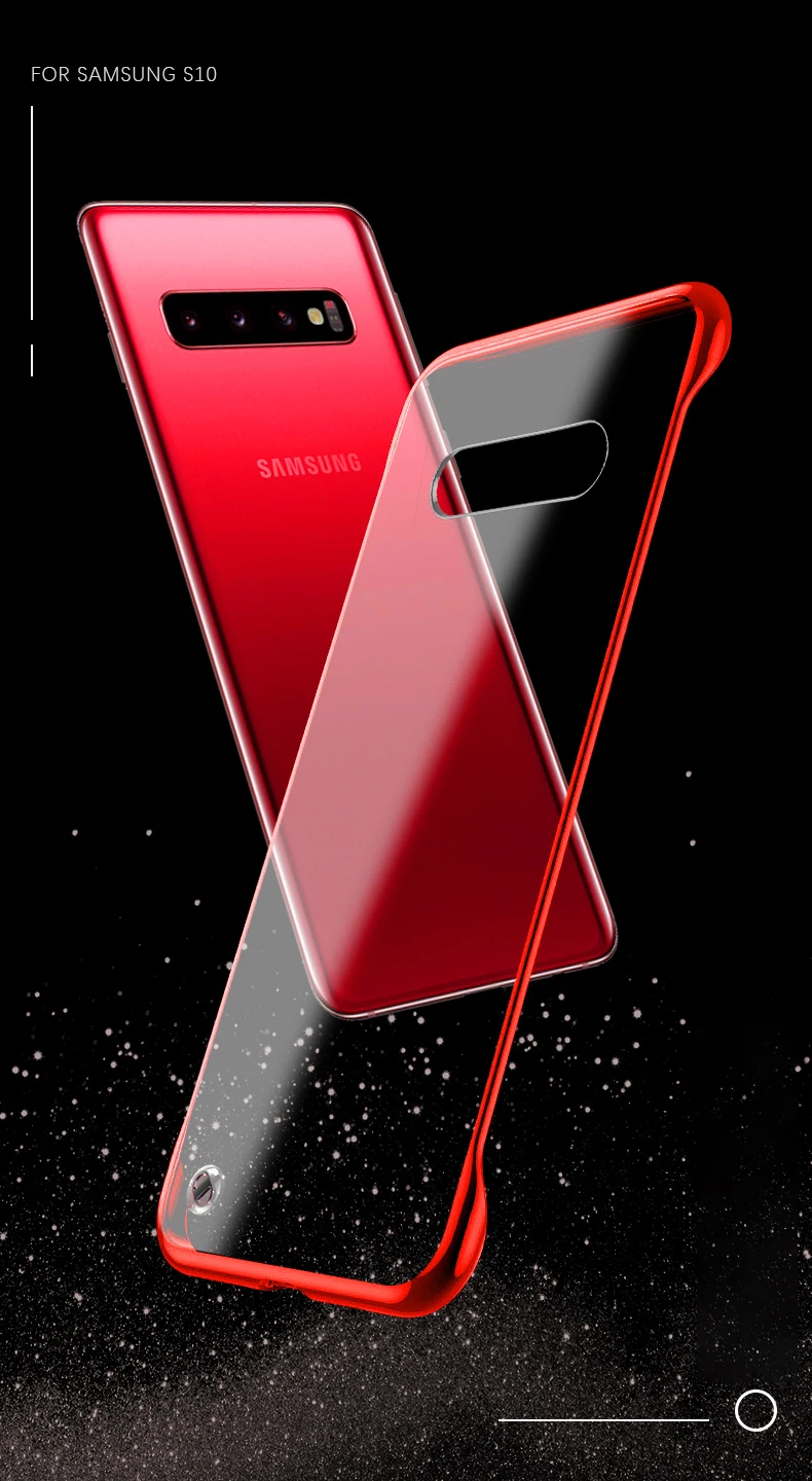 Чехол для samsung Galaxy S10 Note 10+ Plus A10 A30 A20 A70 A7 A50 покрытие прозрачное Безрамное жесткое покрытие из поликарбоната кольцо на палец