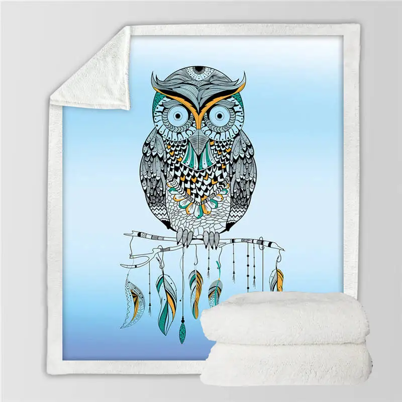 Owl 006 BeddingOutlet пушистое одеяло с совами, красочное пушистое одеяло с птицами, шерпа, акварельные постельные принадлежности, Галактическое одеяло s для кроватей 150x200 см - Цвет: Owl 006