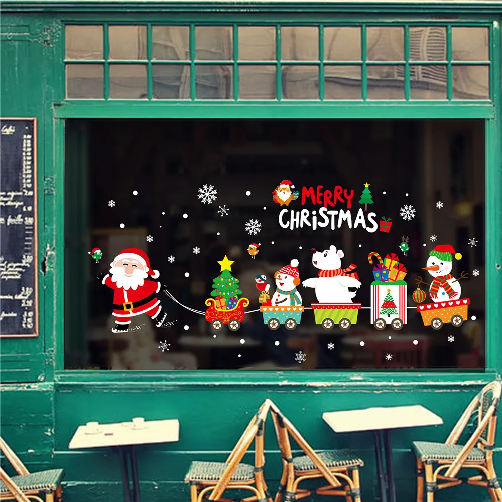2019 Merry Christmas Household Room Wall Sticker Mural Decor Decal Removable Vintage Windows L*5 | Дом и сад