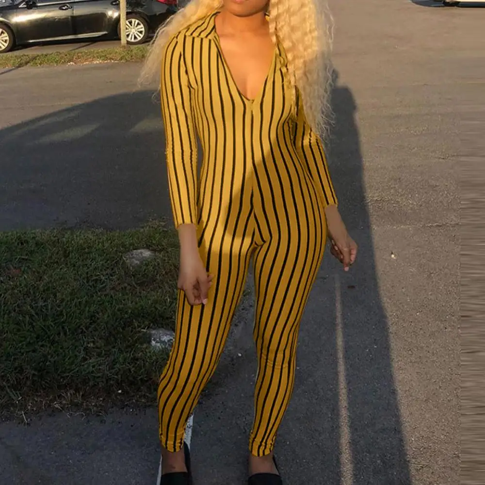 2019 Модные женские длинные рукава с v-образным вырезом в полоску принтом на молнии