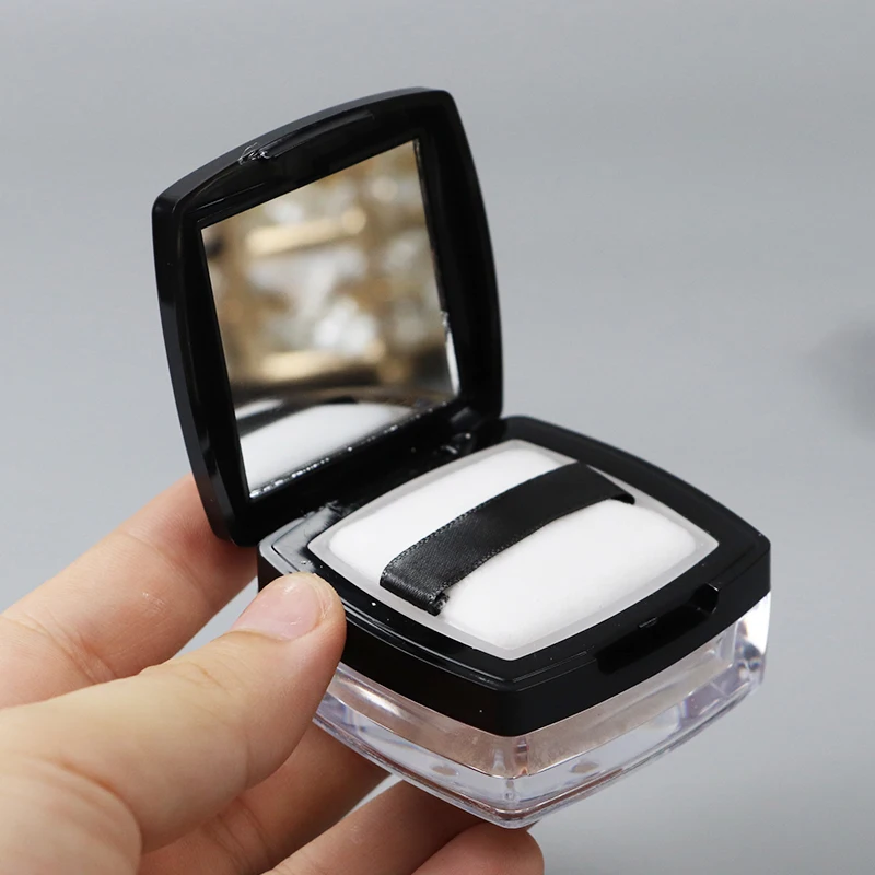 Portable Mini 5g Powder Box Empty Sieve Loose Powder Pot Square Box with Powder Puff Cosmetic Travel Makeup Jar Sifter Container