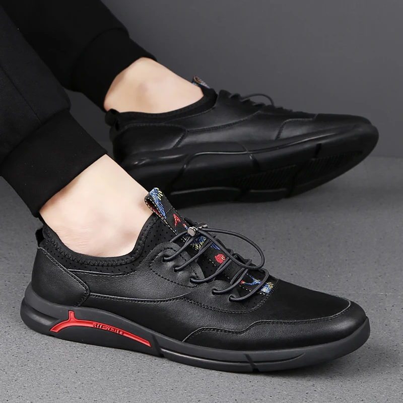 Кроссовки мужские из натуральной кожи Вулканизированная подошва повседневные