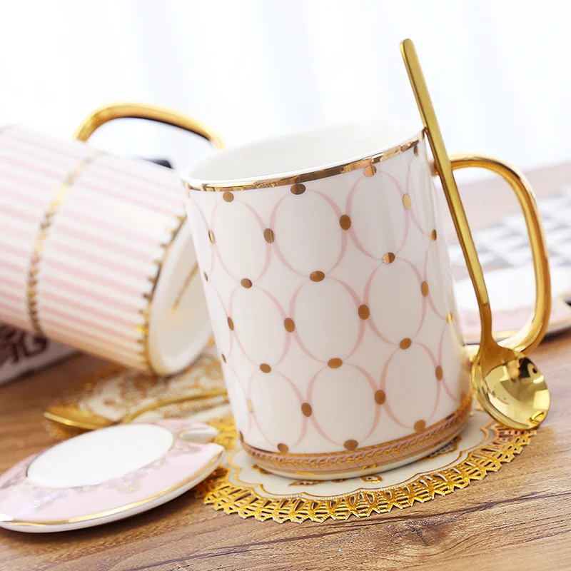 

Luxury Creative Mug Nordic Personnalisable Coffee Ceramics Hand Painted Mug Golden Chavenas De Cafe Kitchen Drinkware DB60MK