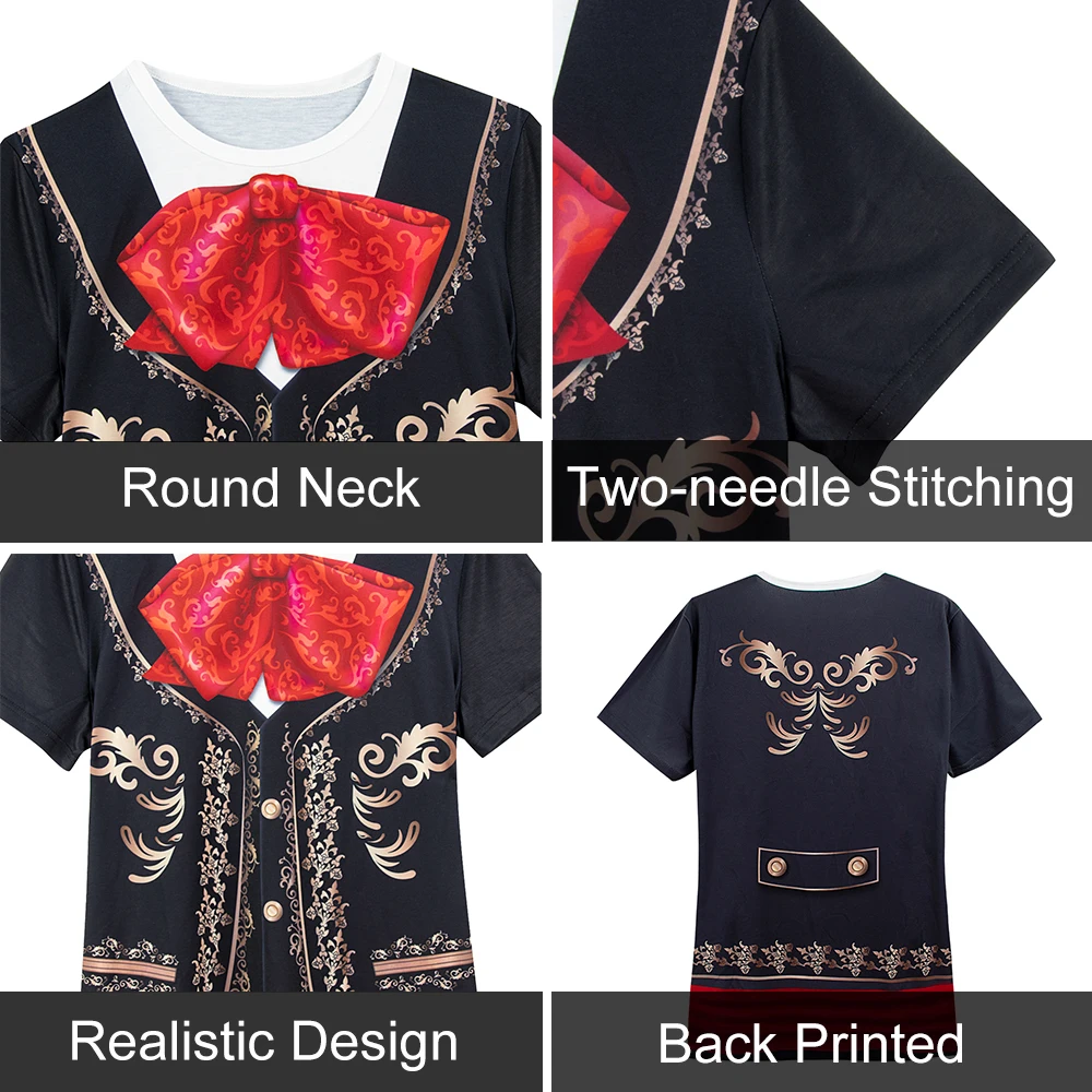 Костюм ковбоя пирата мариачи для женщин Хэллоуин 3D забавная футболка Марди Гра