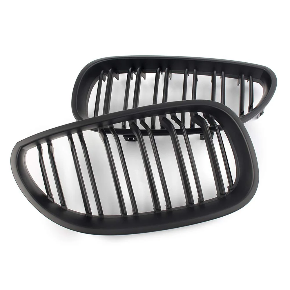 Двухлинейная решетка радиатора Передняя глянцевая матовая черная BMW E60 E61 2003-2009 M5