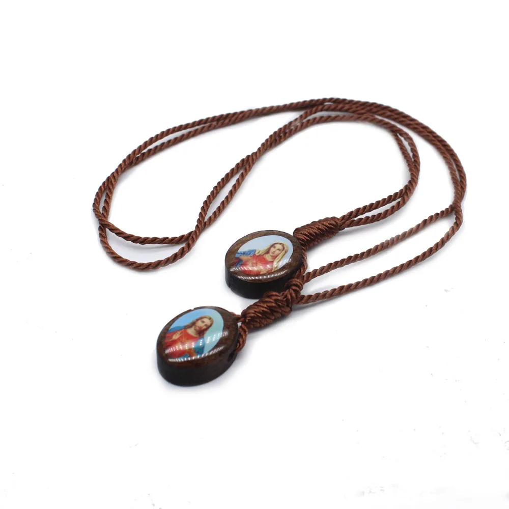 Браслет со шнурком эполета святого отца и матери католический деревянный крест