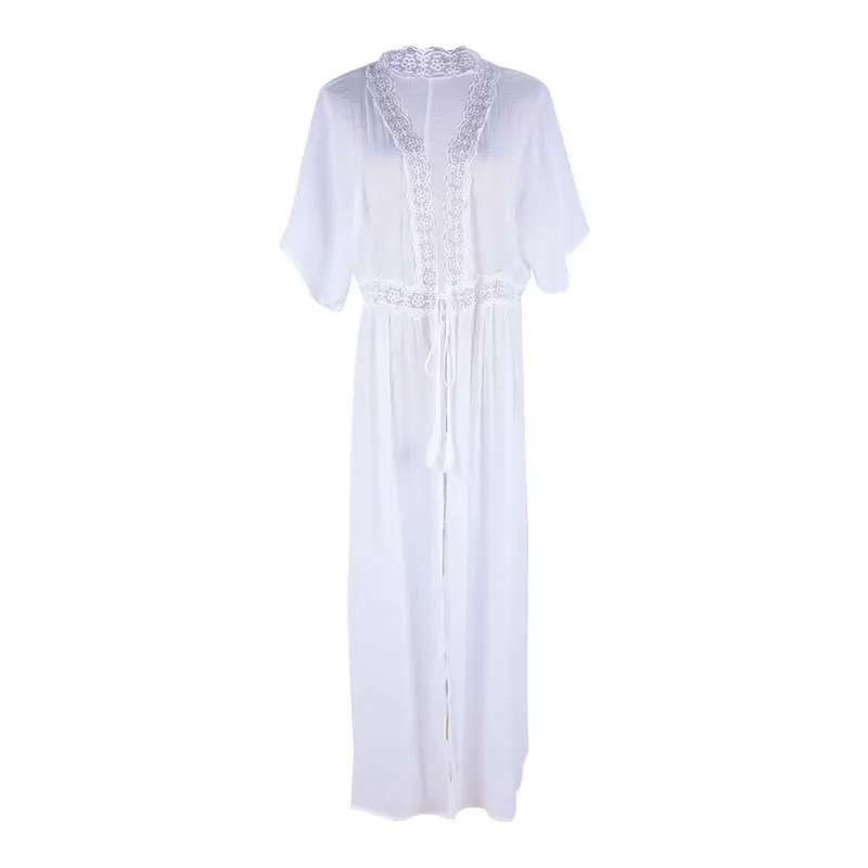 

Saida De Praia Summer Beach Women Dress 2020 Bath Exit Plus Size Slub Lace Mid Length Clothing Swimsuit Bikini Outer Cover