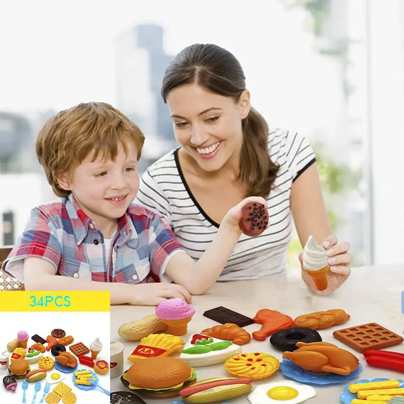 Kuulee пластиковый фаст фуд игровой Набор Мини Гамбург картофель фри хот дог