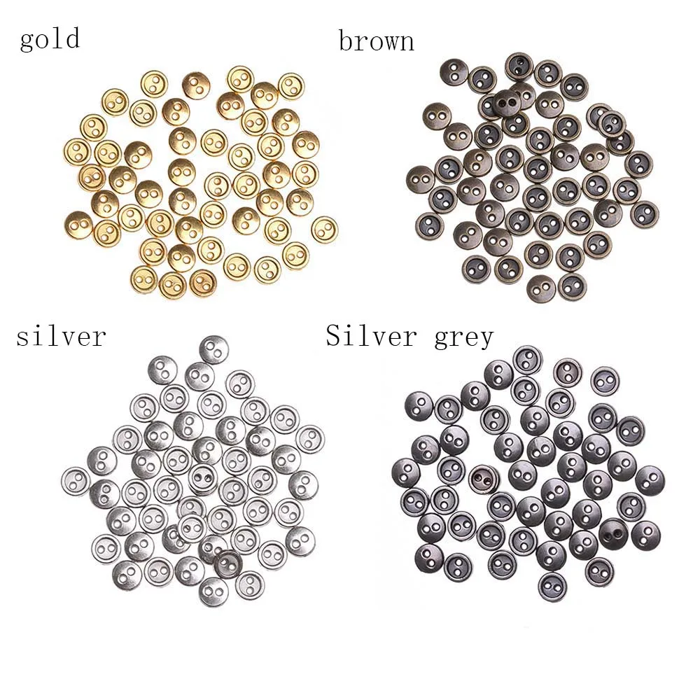 50pcs 3mm 4mm Mini Buttons Metal Round Buttons Doll Buttons for 1/12 1/6 DIY Sewing Doll Clothing Accessories