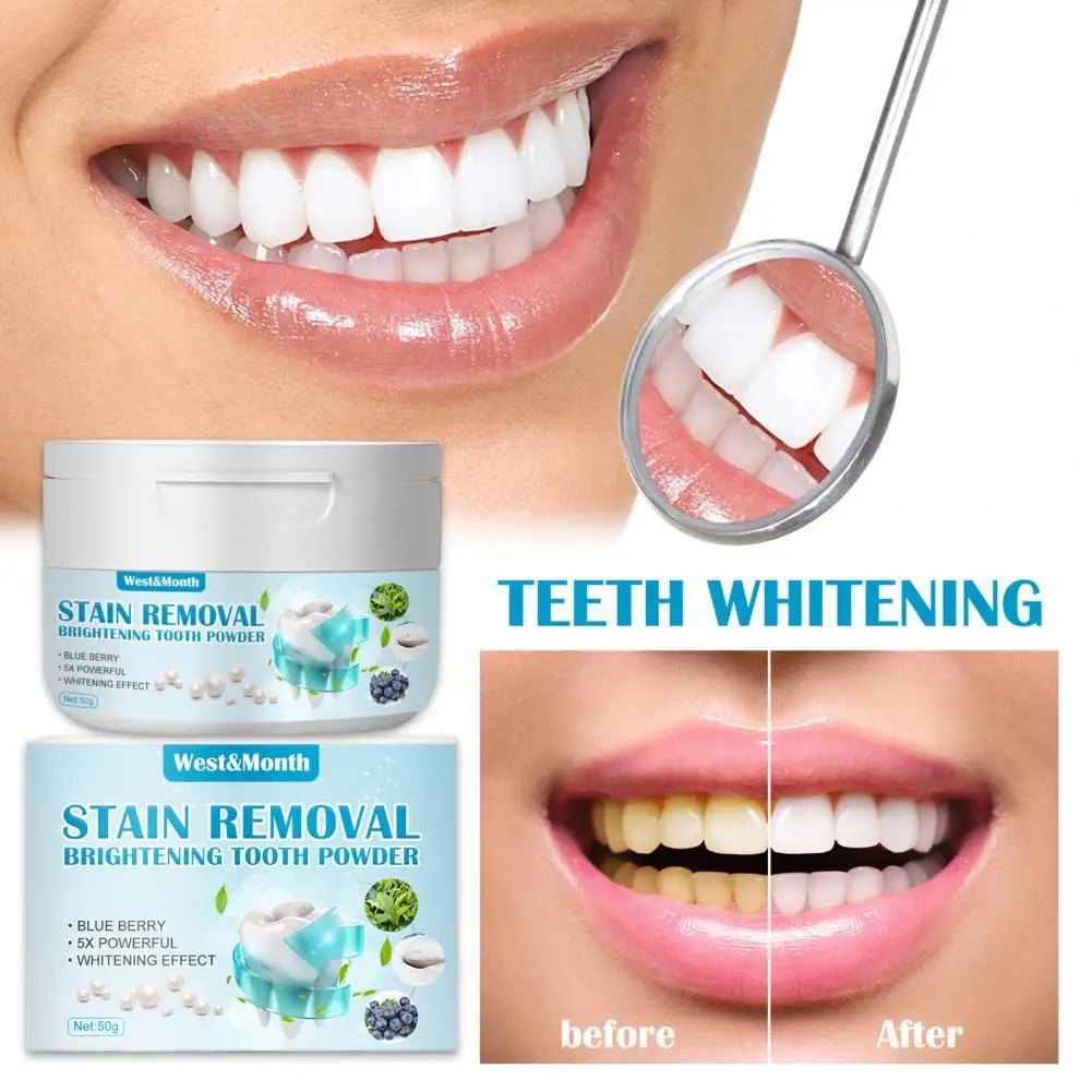 

1Can Teeth Removing Powder Convenient Teeth Whitening Solution Oral Care Blueberry Baking Soda Teeth Powder for Tooth Stains