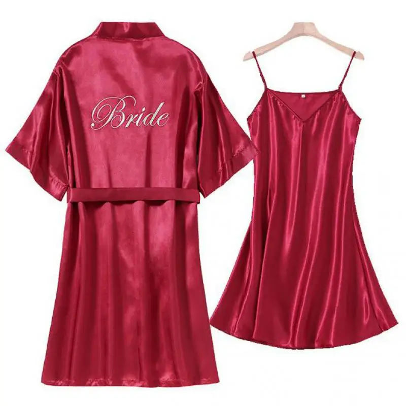 Комплект свадебного халата с коротким рукавом для невесты и подружки женская