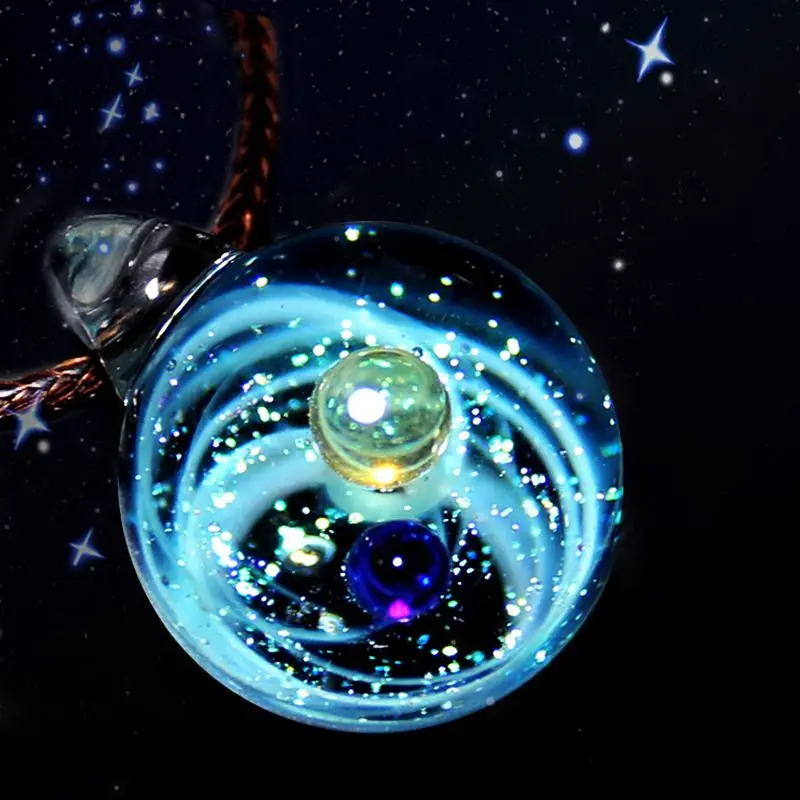 10 Type Glass Bead Planets Pendant Necklace Creative Galaxy Rope Chain Solar System Design for Women Valentine's Gift | Дом и сад