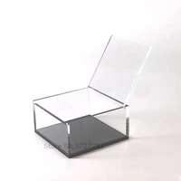 1pc acrylic transparent clear gift boxes black bottom square wedding favor candy box christmas baby shower box with lid