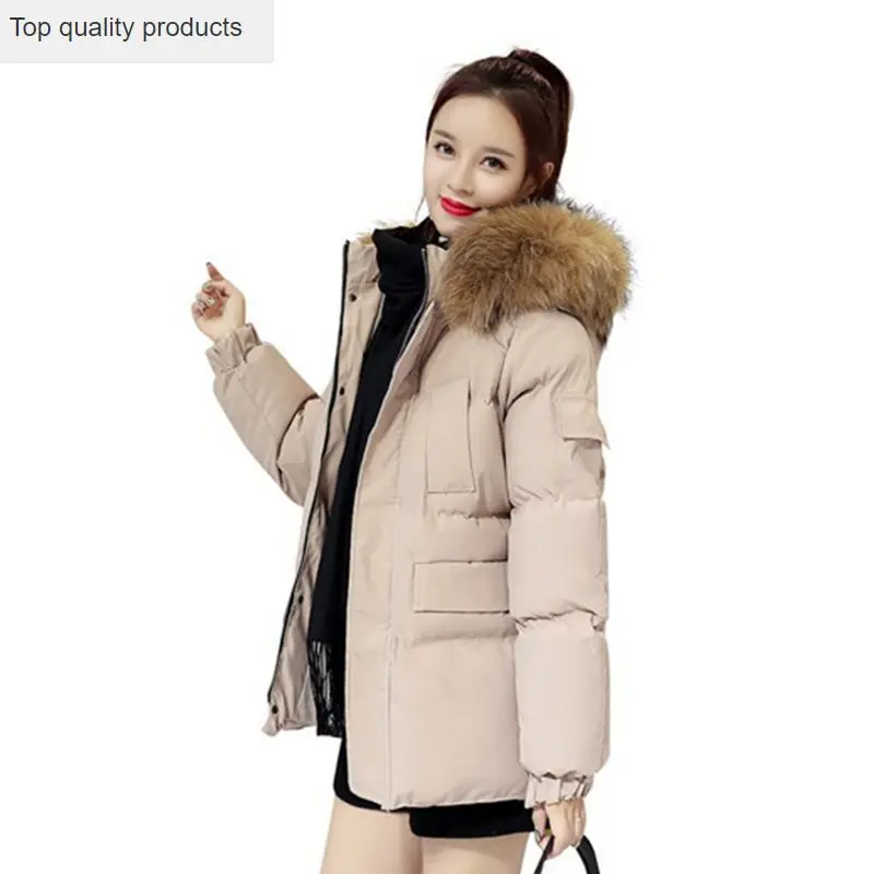 Новинка 2020 женская зимняя хлопковая куртка с меховым воротником пальто