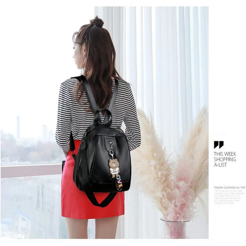 Женский рюкзак с двойной молнией из искусственной кожи школьные сумки для