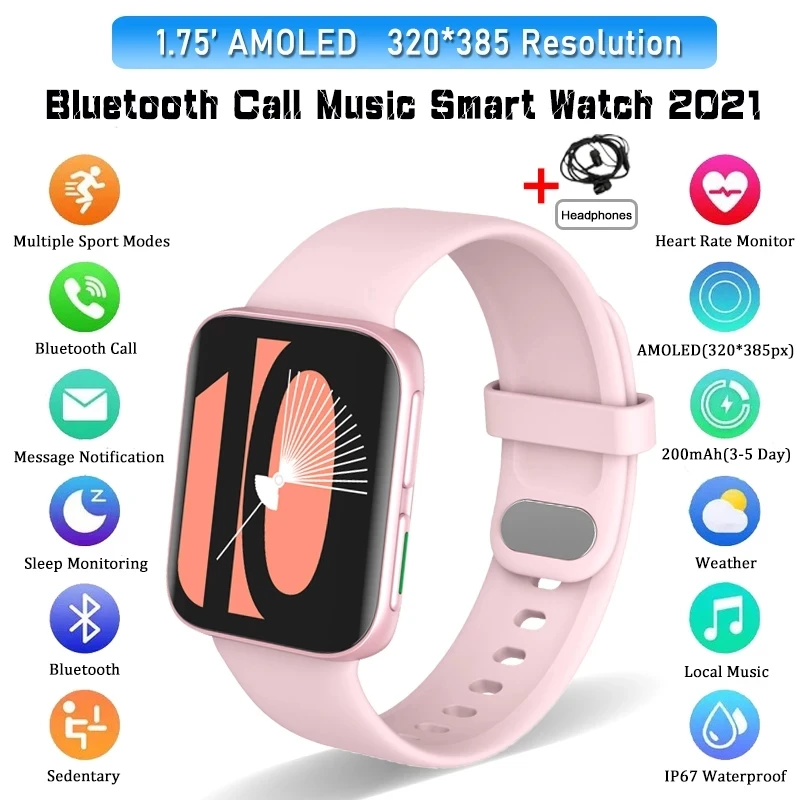 

2021 Fashion Bluetooth Call Women Smart Watches Wristband Full Touch Fitness Tracker Music Control Smart Watch Women For Phone