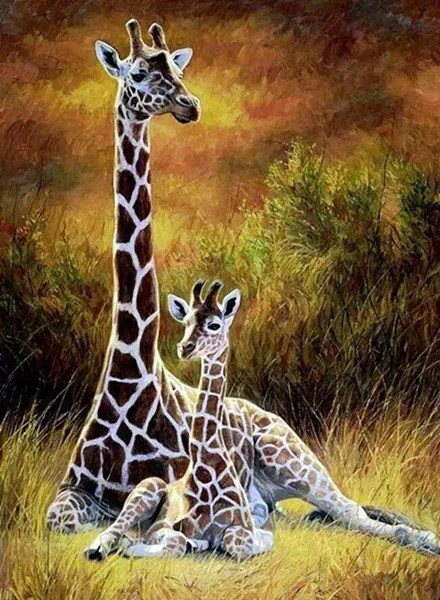 

Sontonga 5D Diy Diamond Embroidery Full Display Animal Giraffe Rhinestones Mosaic Full Round Diamond Painting Home Decor Gift