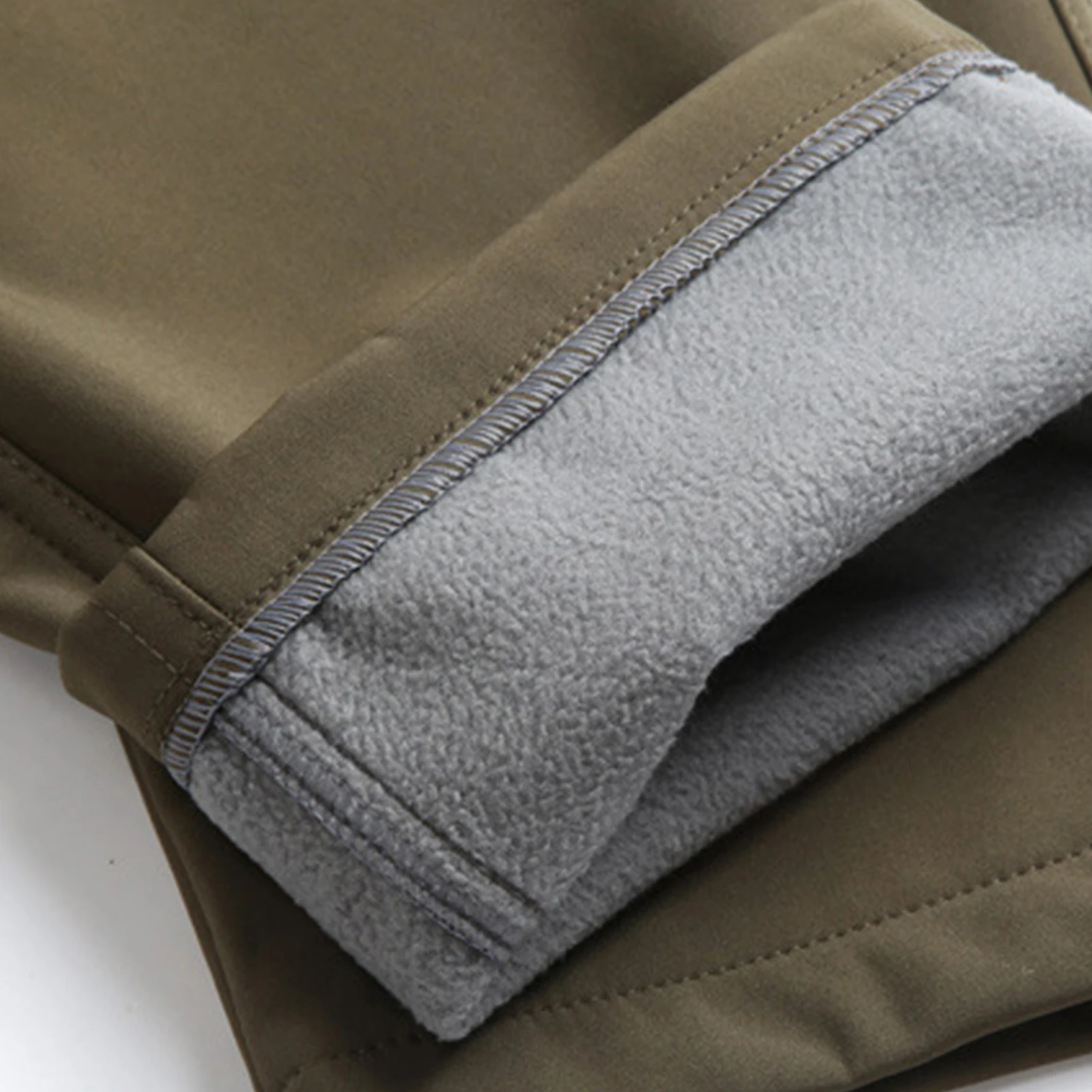 

Men Casual Zipper Pockets Thick Warm Long Trousers Outdoor Hiking Cargo Pants