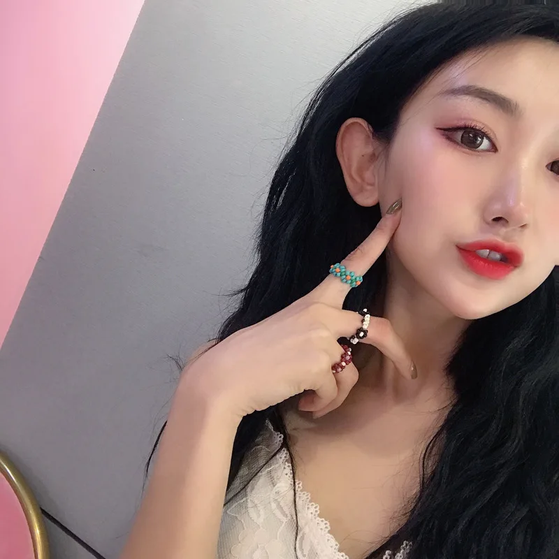 Женские кольца с цветком ромашки корейские прозрачные ярких цветов бусинами