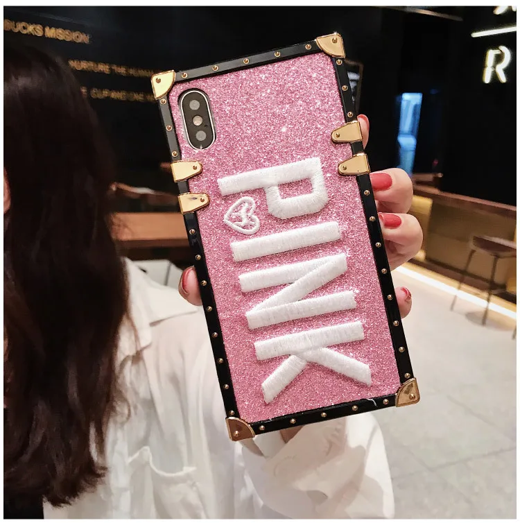 Роскошный блестящий розовый чехол для телефона с 3D вышивкой для iPhone 7, мягкий чехол для iPhone 6 6S 7 8 Plus X XS Max XR