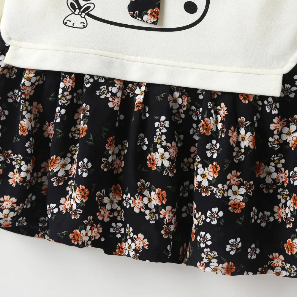 Детское вечерние ковое платье для девочек с принтом кролика цветов бантом |