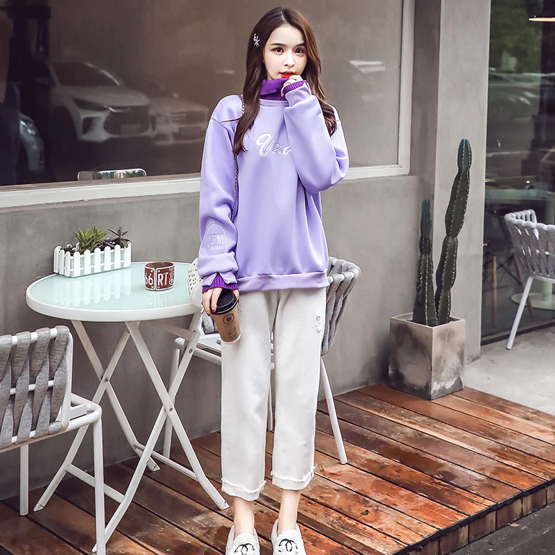 Женский свитер с имитацией двух бумажных изделий XUXI теплый толстый в западном