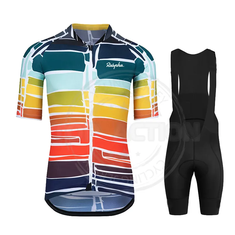 

2022 NEW Ralvpha Team Summer Cycling Jersey Set Bicycle Clothing Breathable Men Short Sleeve Shirt Bike Bib Shorts 19D Gel Pad