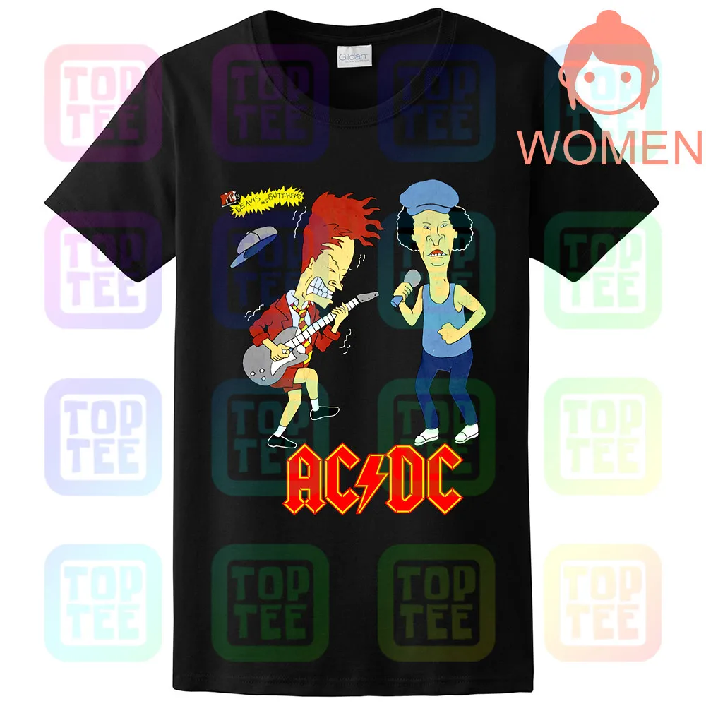 WOMEN-BLACK Ограниченная серия! 1996 AC/DC Beavis and Butthead футболка тяжелый хлопок США размер - Цвет: WOMEN-BLACK
