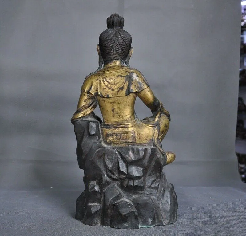 

wedding decoration 16"China bronze Gilt Buddhism temple freedom Kwan-yin Guanyin Bodhisattva statue
