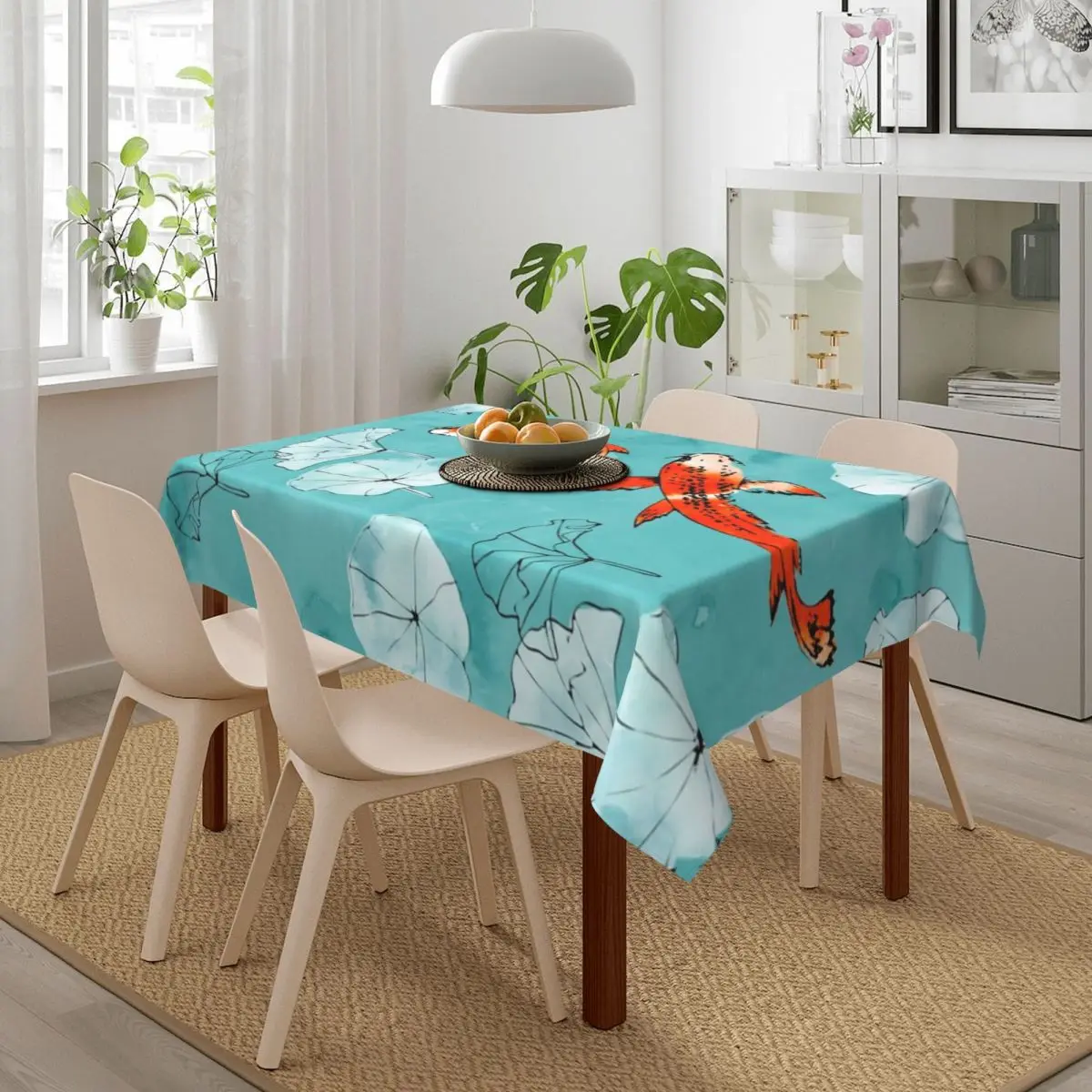 Скатерть для кофейного столика бирюзовая прямоугольная скатерть с рисунком