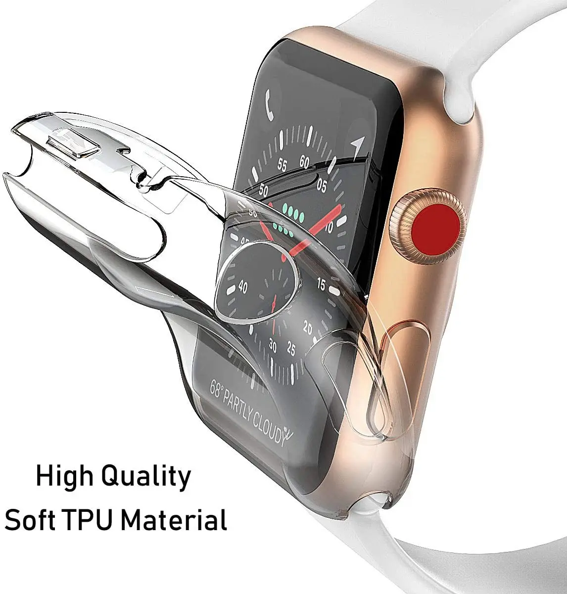 Прозрачный защитный чехол для Apple Watch 5 4 3 2 1 40 мм 44 360 прозрачный из ТПУ с полным