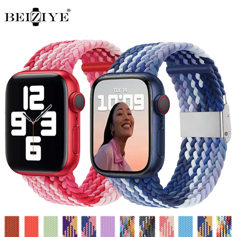 

Нейлоновый Плетеный ремешок для Apple Watch, 41 мм, 45 мм, 40 мм, 44 мм, регулируемый