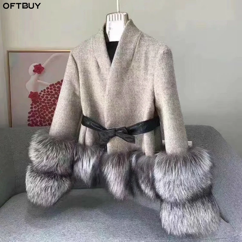 Женское кашемировое пальто OFTBUY уличная теплая шуба из 100% натурального Меха